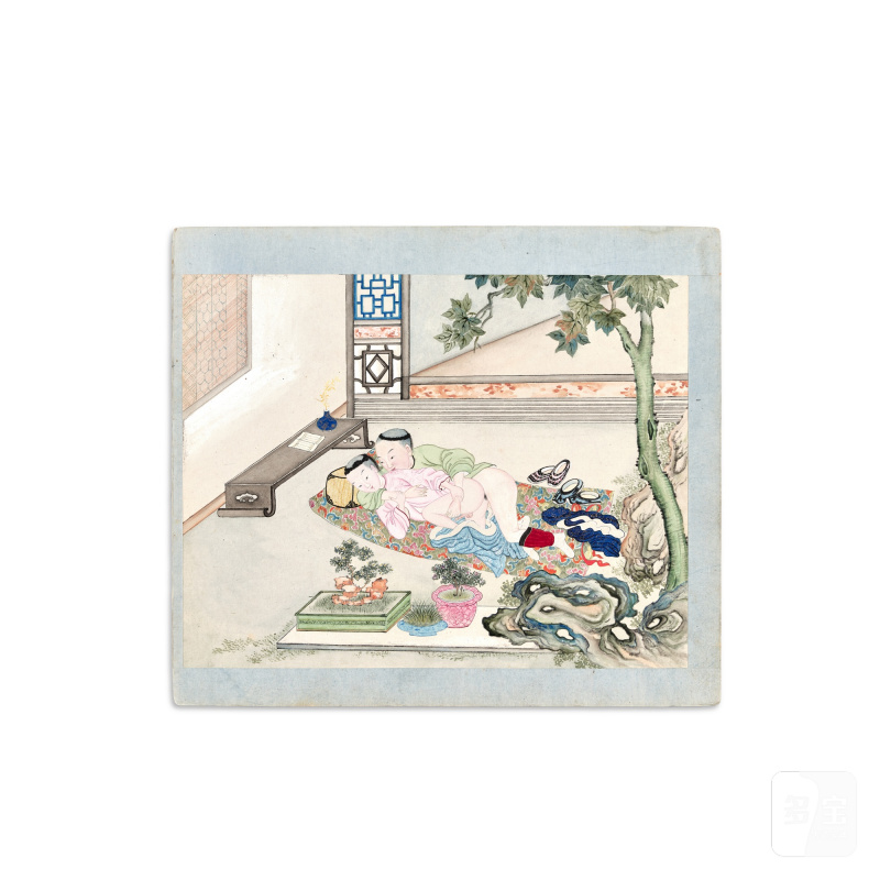 Two leaves of erotic paintings, Qing dynasty | 清 春宮圖兩幅 - 图3